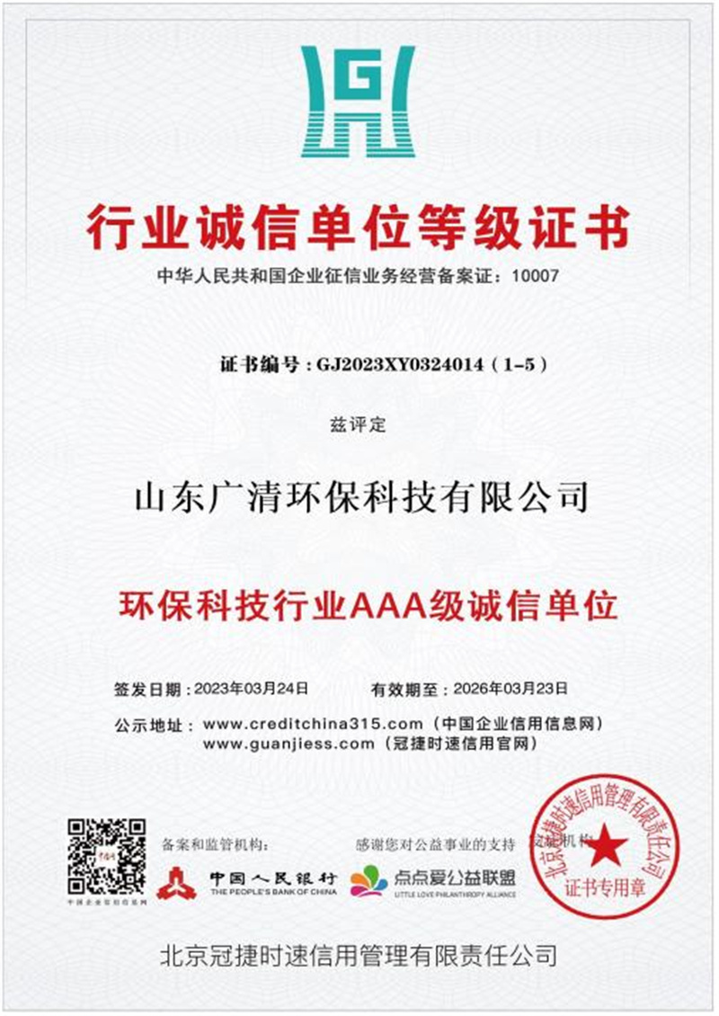 行业诚信单位等级证书